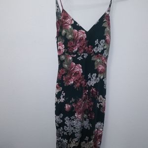 Floral tight green dress